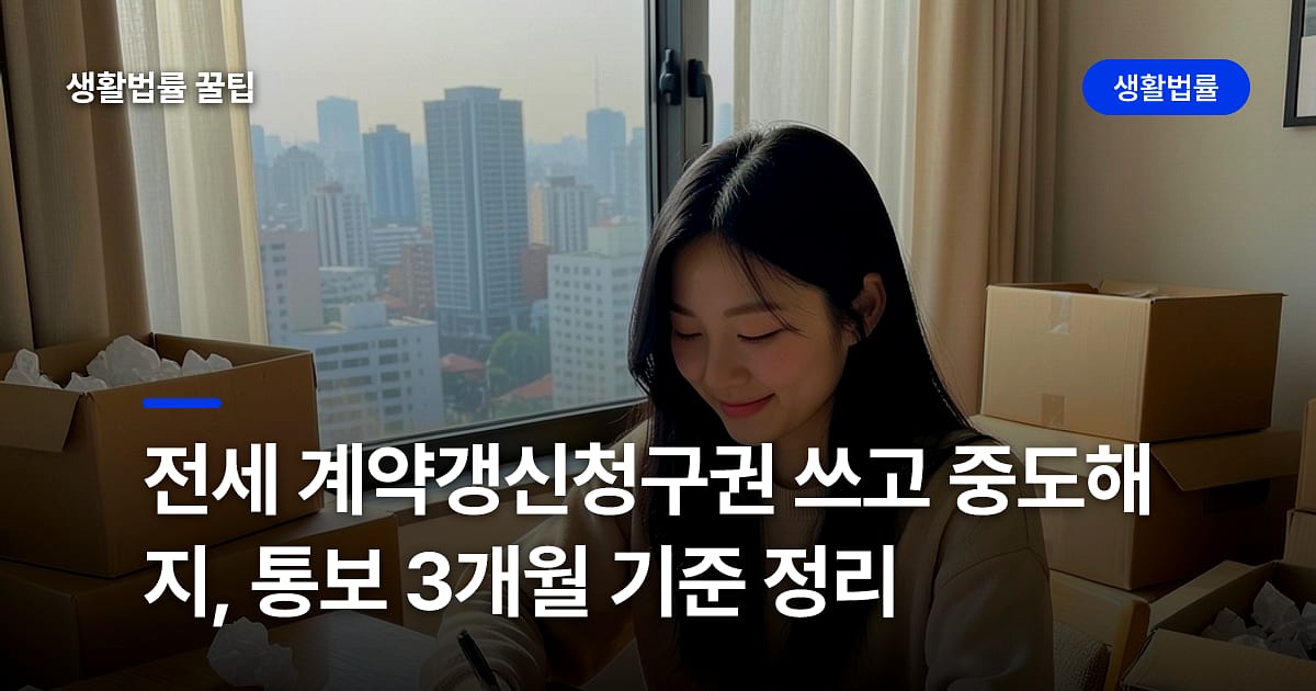 전세 계약갱신청구권 쓰고 중도해지, 통보 3개월 기준 정리