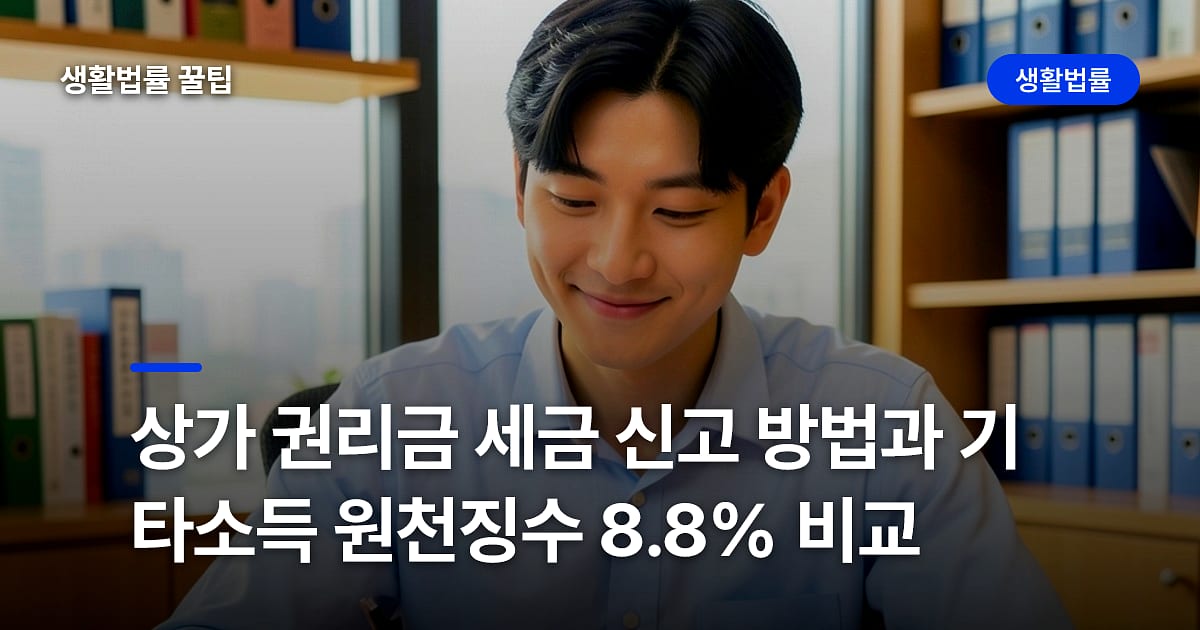 상가 권리금 세금 신고 방법과 기타소득 원천징수 8.8% 비교
