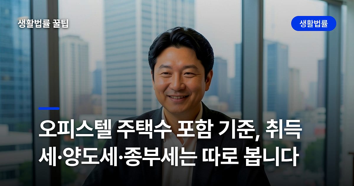 오피스텔 주택수 포함 기준, 취득세·양도세·종부세는 따로 봅니다