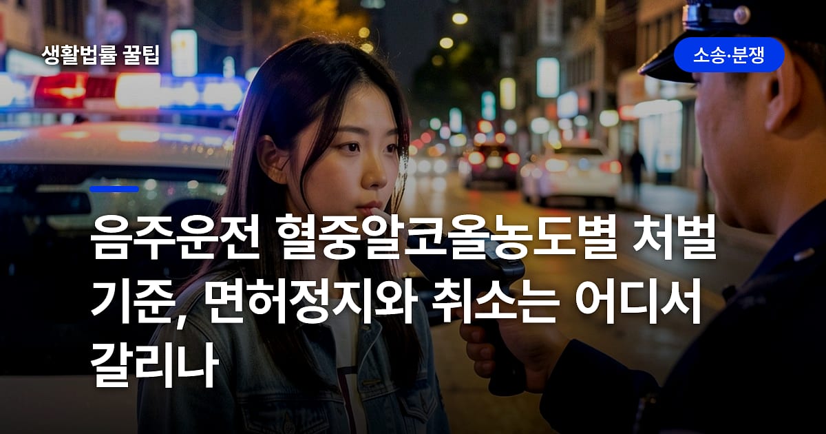 음주운전 혈중알코올농도별 처벌 기준, 면허정지와 취소는 어디서 갈리나