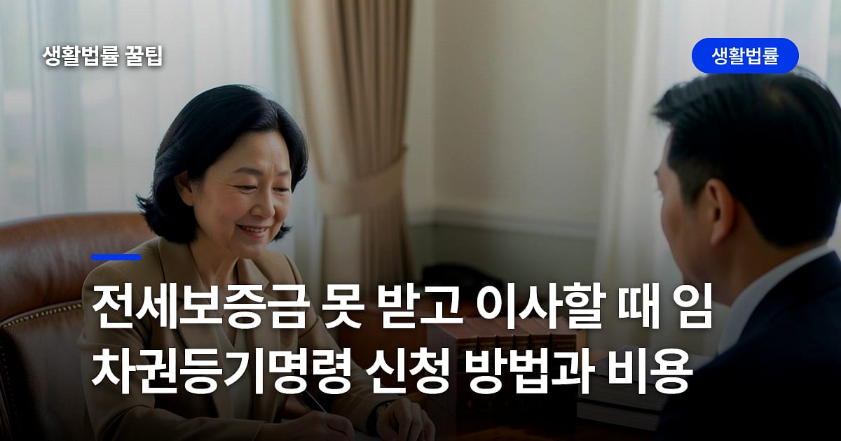 전세보증금 못 받고 이사할 때 임차권등기명령 신청 방법과 비용
