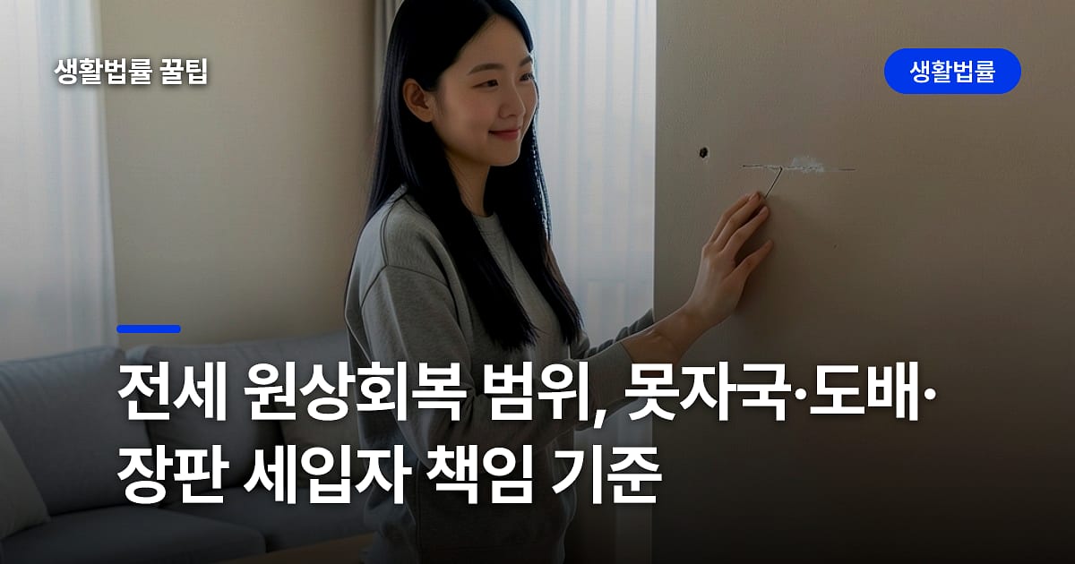 전세 원상회복 범위, 못자국·도배·장판 세입자 책임 기준