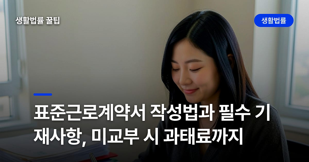 표준근로계약서 작성법과 필수 기재사항, 미교부 시 과태료까지