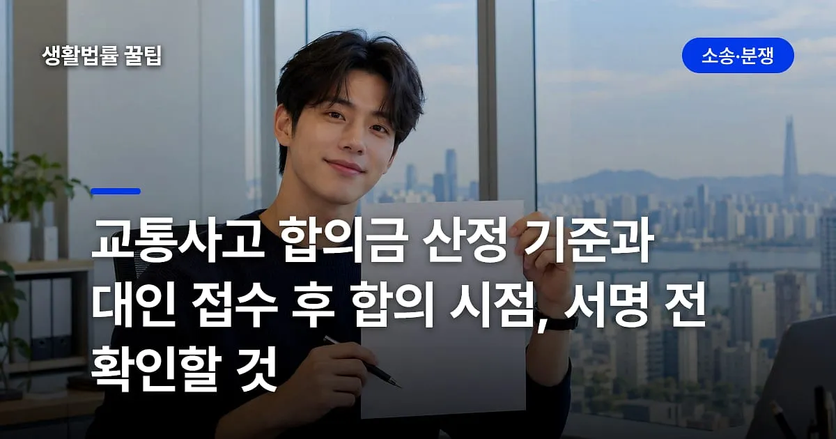 교통사고 합의금 산정 기준과 대인 접수 후 합의 시점, 서명 전 확인할 것