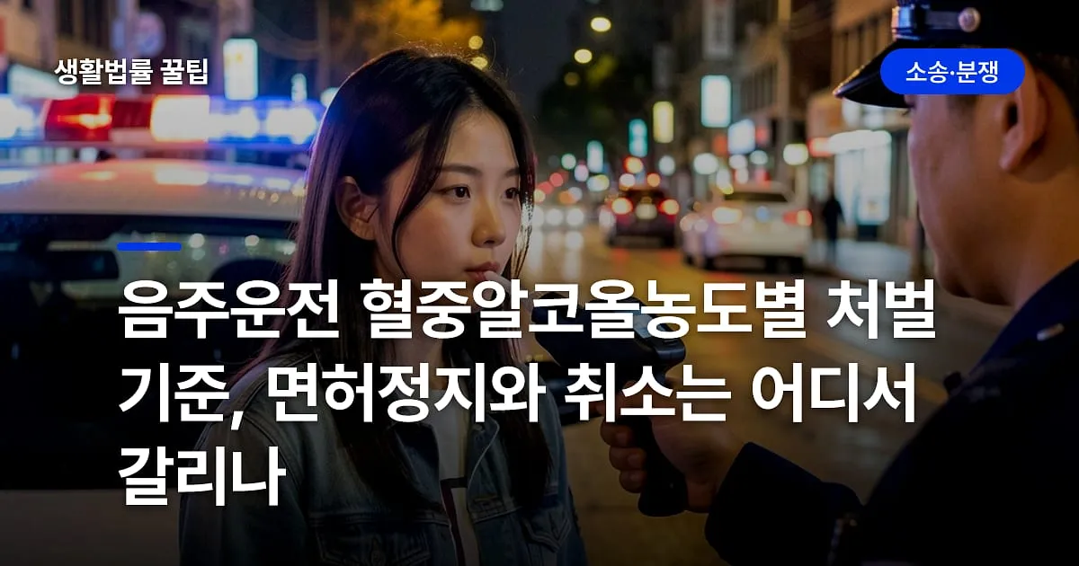 음주운전 혈중알코올농도별 처벌 기준, 면허정지와 취소는 어디서 갈리나