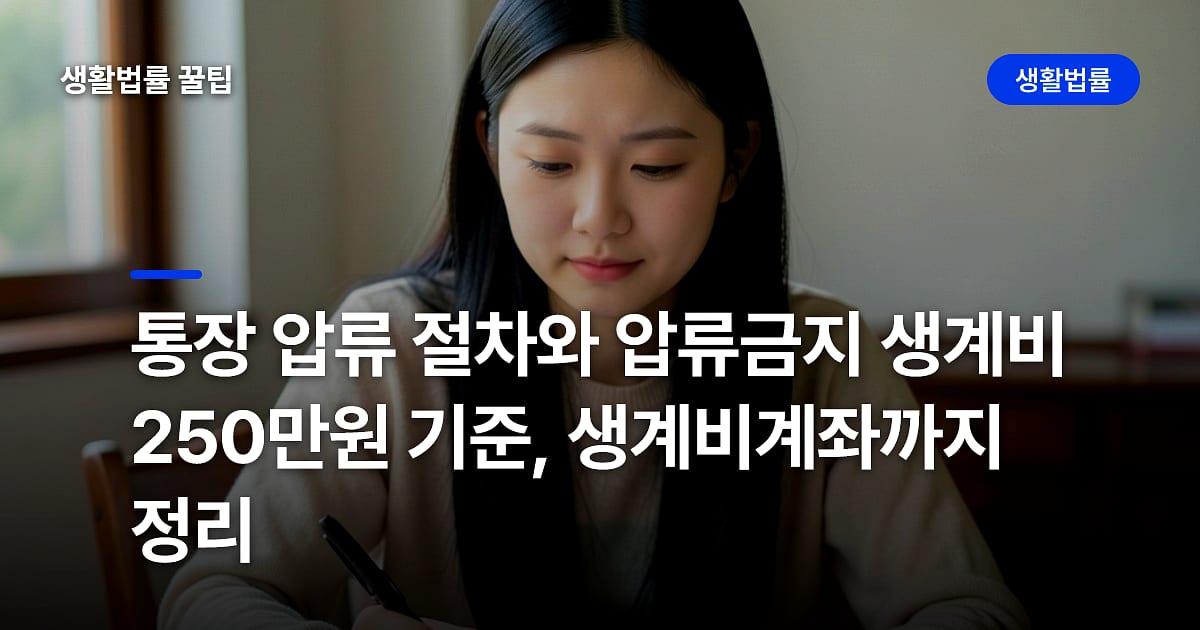 통장 압류 절차와 압류금지 생계비 250만원 기준, 생계비계좌까지 정리