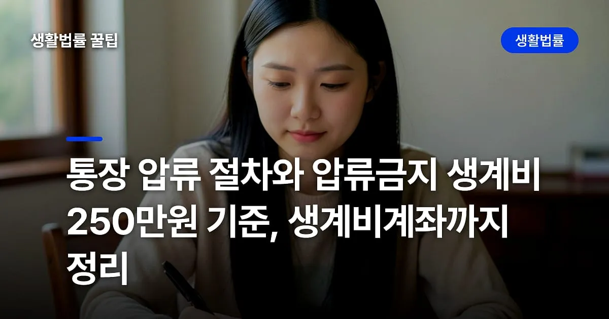 통장 압류 절차와 압류금지 생계비 250만원 기준, 생계비계좌까지 정리