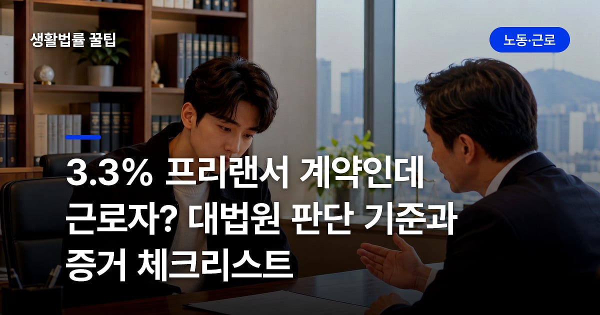 3.3% 프리랜서 계약인데 근로자? 대법원 판단 기준과 증거 체크리스트