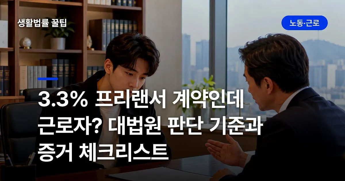 3.3% 프리랜서 계약인데 근로자? 대법원 판단 기준과 증거 체크리스트